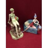 Two Kevin Francis limited edition figurines - Beach Belle, a lady reclining on a rock with a beach