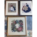 Three framed needlework pictures