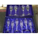 Three boxes of Royal Doulton hand-cut crystal glasses. (3)