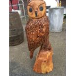 A chainsaw carved owl