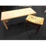 A rectangular limed oak coffee table