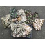 Various camouflage jackets, combat clothing