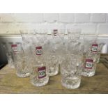 Fourteen heavy cut glass Royal Brierley tumblers with star bases; and five Royal Brierley wine