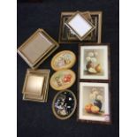 A pair of Border Fine Arts oval plaques; a pair of framed still life prints