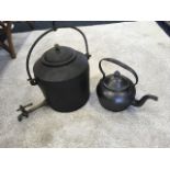 A large romany gypsy style cast iron kettle