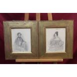 Four William IV period pencil portraits depicting two gentlemen and two ladies,