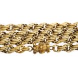 Regency yellow metal long ropetwist chain with granulated finish and barrel-shape clasp with