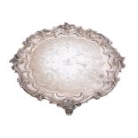 Victorian silver salver of shaped circular form,