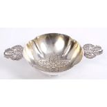 Victorian Scottish silver hand-beaten quaich of quatrefoil form,