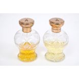 Pair fine quality gold mounted cut glass scent bottles,