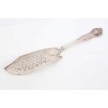 Late William IV / early Victorian silver Kings pattern fish slice with decorative pierced blade