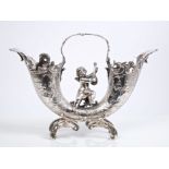 Early 20th century Continental silver flower vase in the form of a double cornucupia,