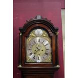 George III eight day longcase clock with brass arched dial with silvered plaque in arch engraved