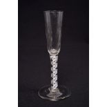 Georgian ratafia glass, circa 1760, with basal fluting to bowl,