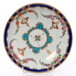 18th century Worcester Royal Marriage pattern saucer, circa 1772 - blue crescent mark, 19.