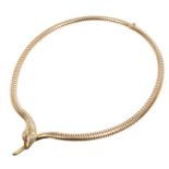 Gold (9ct) snake necklace,