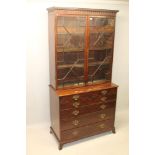 George III mahogany secretaire bookcase,