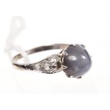 Star sapphire and diamond ring,