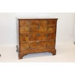 Early 18th century walnut crossbanded and seaweed marquetry inlaid chest of drawers with