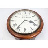 Impressive early 20th century mahogany cased wall clock with single fusee movement and 16 inch