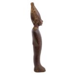 Ancient Egyptian carved wooden figure of a Pharoah wearing the hedjet crown with well carved
