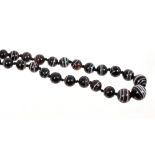 Victorian banded agate necklace with graduated spherical beads,
