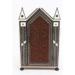 Late 19th century Anglo-Indian bone-inlaid and carved sandalwood miniature cupboard with carved