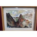 Harold Herbert Shelton (1913 - 1994), ink and watercolour - rocky coastline, signed and dated '55,