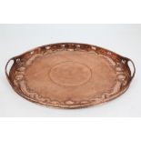 Early 20th century Newlyn copper tray of oval form,