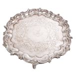 Victorian silver salver of hexagonal form,