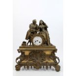 Mid-19th century French mantel clock with eight day movement, outside countwheel striking on a bell,