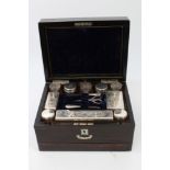 Fine early Victorian Coromandel and mother of pearl inlaid vanity case fitted with silver plate