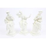 Three 20th century Royal Worcester blanc-de-chine porcelain Oriental figures modelled by A.