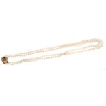 Cultured pearl two-strand necklace with a double-strand of graduated cultured pearls,