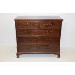 George III mahogany chest having two short over three long graduated drawers between fluted quarter
