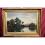 Arthur De Breanski, late Victorian oil on canvas - swans on the river at dusk, signed,