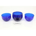 Twelve various 19th century Bristol blue glass finger bowls