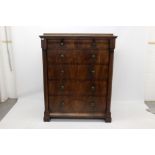 William IV Scottish mahogany chest of drawers having two short concave drawers over four long