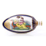 Late 18th / early 19th century English porcelain ovoid scent flask with polychrome decorated