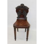 Good early 19th century Irish mahogany hall chair,
