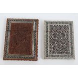 19th century Indian ivory inlaid card case and another carved sandalwood card case (2)