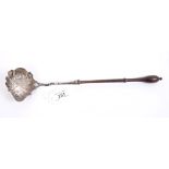 George II silver toddy ladle of scalloped form,