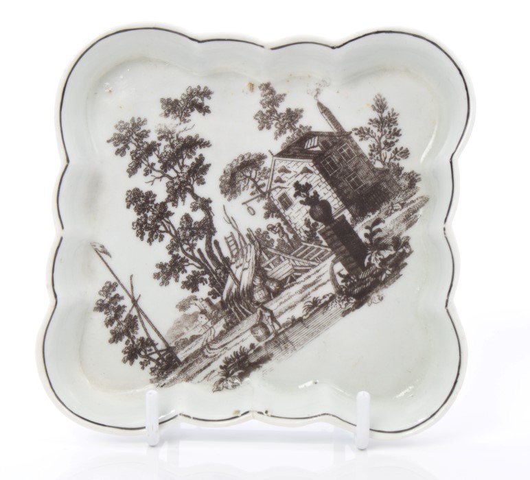 Mid-18th century Worcester fluted square spoon tray,