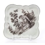 Mid-18th century Worcester fluted square spoon tray,