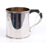 George III silver mug of plain cylindrical form,