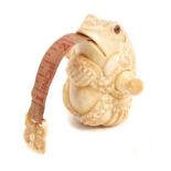 Fine quality late 19th century Chinese carved bone novelty tape measure in the form of a toad with