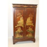 1920s chinoiserie bedroom suite comprising wardrobe fitted with internal glazed compartments,