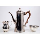 Contemporary silver three piece coffee set in the Georgian style - comprising coffee pot of
