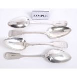 Set of twelve Georgian Scottish provincial silver fiddle pattern tablespoons with engraved crest