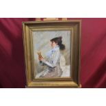 Paul Musin, 20th century oil on canvas laid on board - The Lady Connoisseur, signed, in gilt frame,